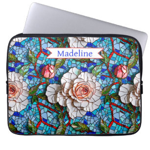 Gorgeous Mosaic Flowers Pattern Personalized Laptop Sleeve