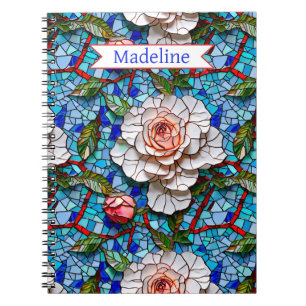 Gorgeous Mosaic Flowers Pattern Personalized Notebook