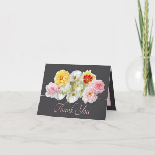 Gorgeous Multicolor Roses Floral Bouquet Thank You Card