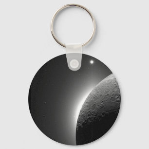 Gorgeous NASA image, the Moon lit by Earth-shine Keychain
