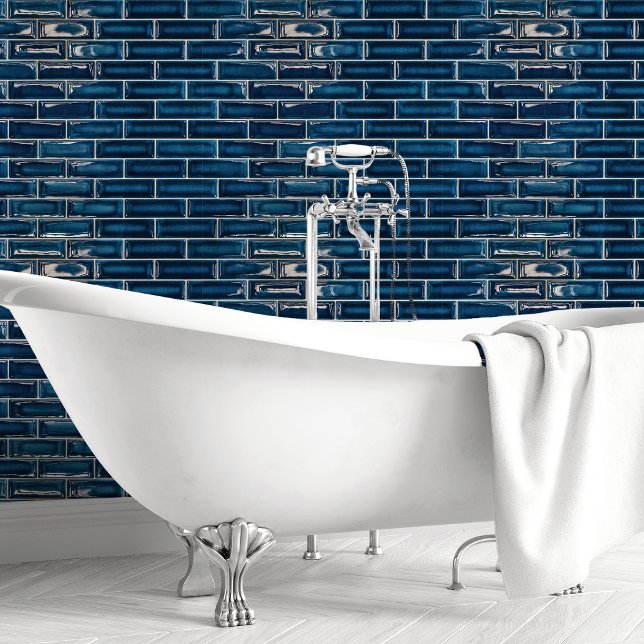 Gorgeous Navy Blue Subway Tile Brick Wallpaper (Creator Uploaded)
