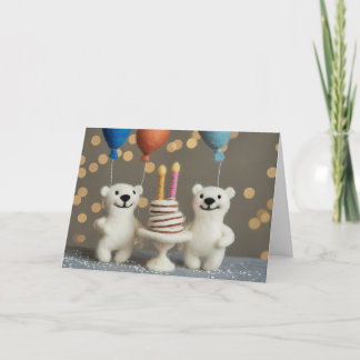 Gorgeous needfelt polar bear birthday card