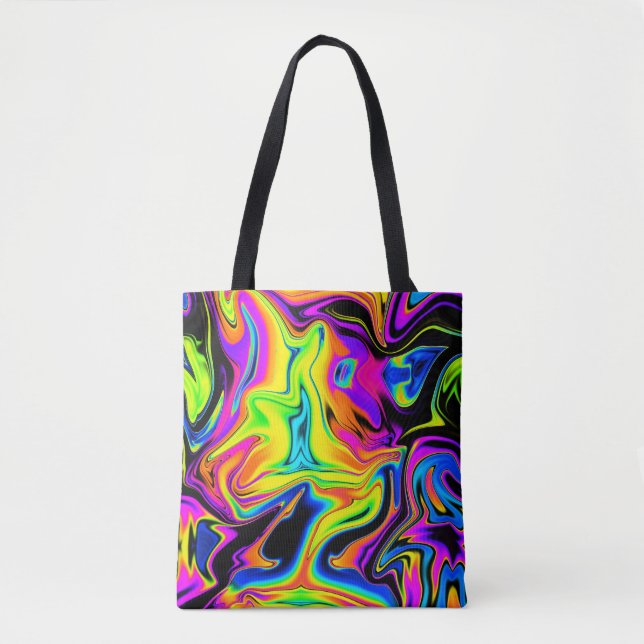 Gorgeous Neon Liquid Marble Tote Bag (Front)
