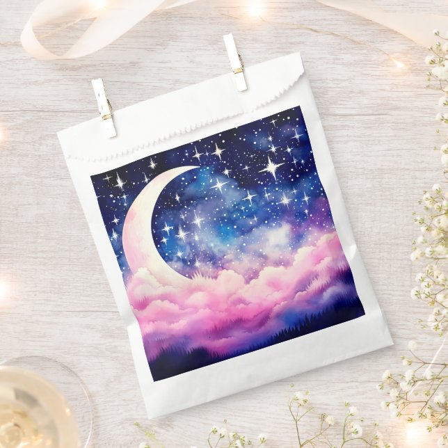 Gorgeous Night Sky Crescent Moon Halloween Favour Bag (Clipped)