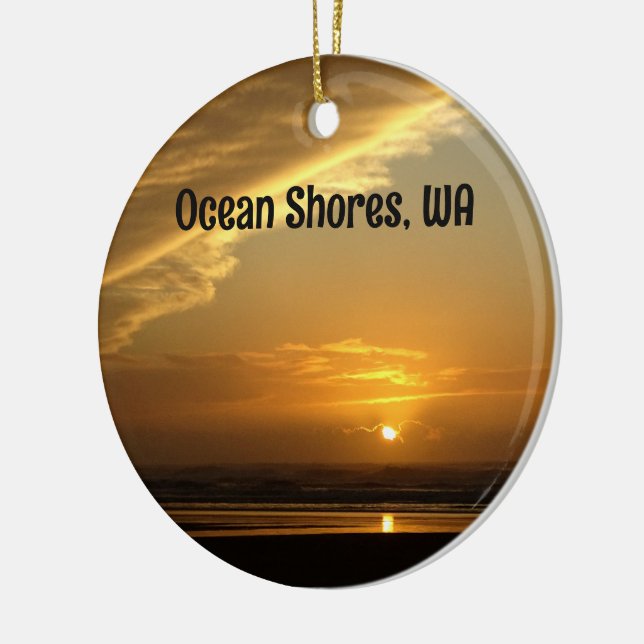 Gorgeous Ocean Shores Beach Sunset Photo Ceramic Ornament (Left)