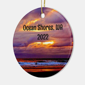 Gorgeous Ocean Shores beach sunset photo  Ceramic  Ornament