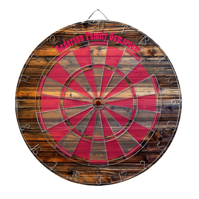 Gorgeous Oiled Wood Look Custom Message Dartboard (Front)