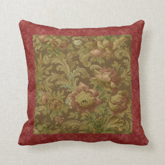 Gorgeous Old World Antique Floral Faux Texture Throw Pillow