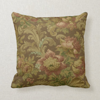 Gorgeous Old World Antique Floral Faux Texture Throw Pillow