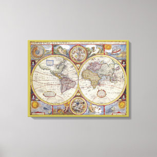 Gorgeous old-world vintage map canvas print