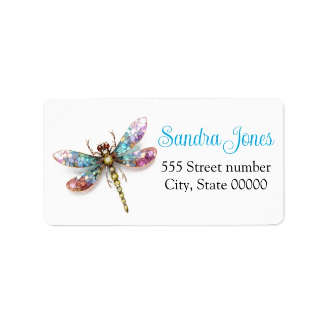 Gorgeous one of a-kind address labels dragonfly (Front)