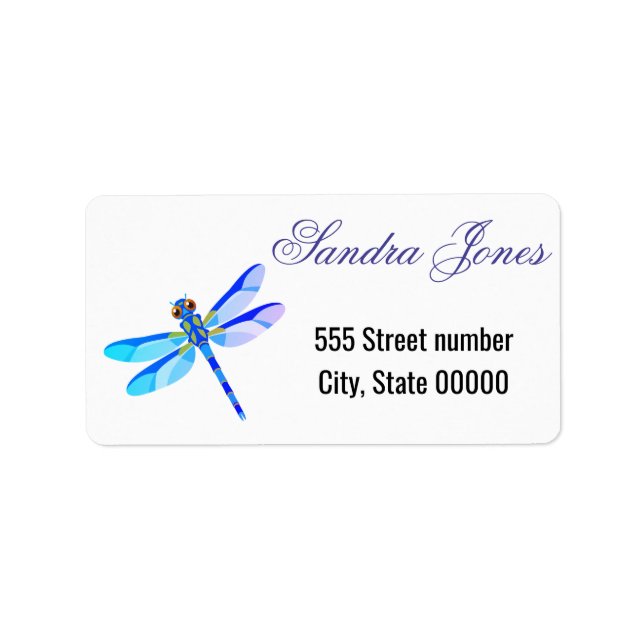 Gorgeous one of a-kind address labels dragonfly (Front)