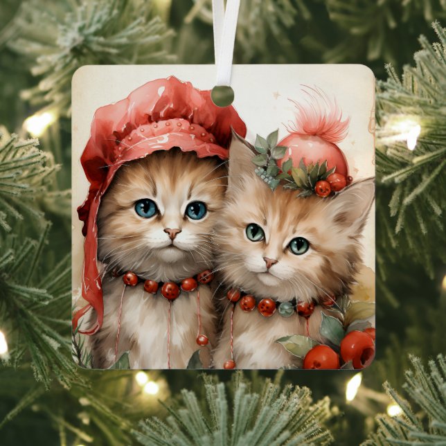 Gorgeous Orange Kitten Couple Christmas  Metal Ornament (Insitu)