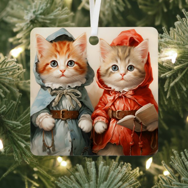 Gorgeous Orange Kitten Couple Christmas  Metal Ornament (Insitu)