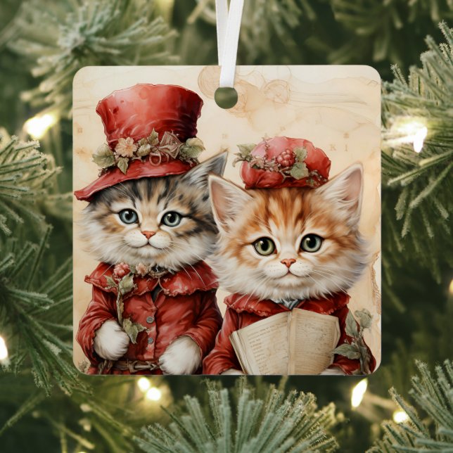Gorgeous Orange Kitten Couple Christmas  Metal Ornament (Insitu)