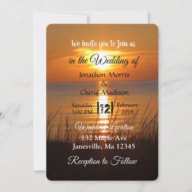 Gorgeous Orange Sunset Wedding Invitations (Front)