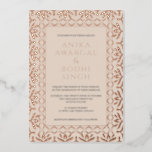 Gorgeous Ornate Indian Frame Wedding REAL<br><div class="desc">This gorgeous wedding invitation design features a muted light pink background, a gorgeous ornate Indian inspired frame, and your names in real pressed foil. This elegant and ornate design is a fabulous choice for many styles of events, from classic to modern. You can customize this design even further by adding...</div>