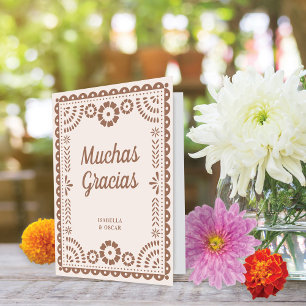 Gorgeous Ornate Papel Picado Chic Neutral Wedding Thank You Card
