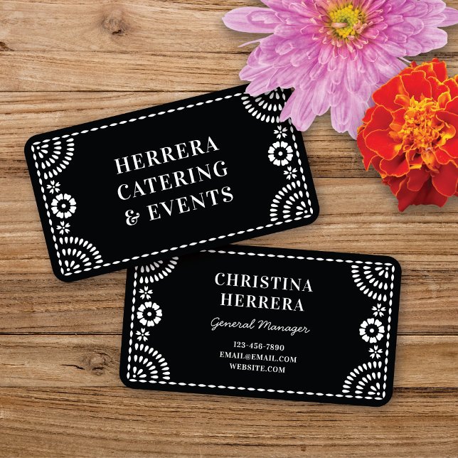 Gorgeous Ornate Papel Picado Frame Black White  Business Card (Creator Uploaded)