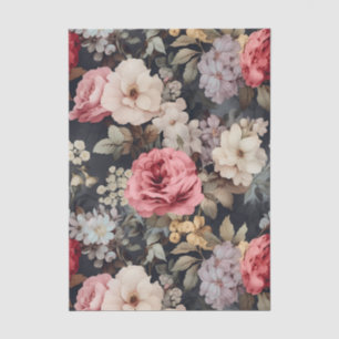 Gorgeous Painted Flowers on a Dark Background Tissue Paper