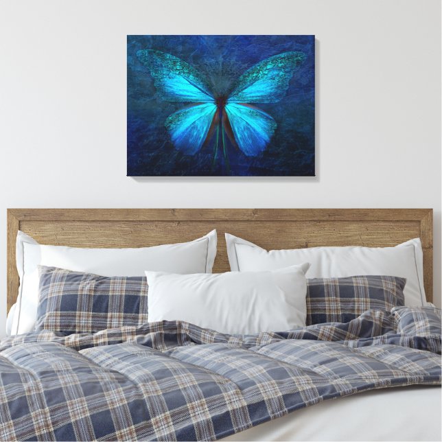 Gorgeous Painting of Blue Butterfly Canvas Print (Insitu(Bedroom))