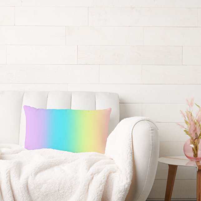 Gorgeous Pastel Rainbow Gradient Wedding Lumbar Pillow (Couch)