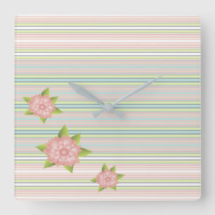 Gorgeous Pastel Stripe Square Or Round Clock