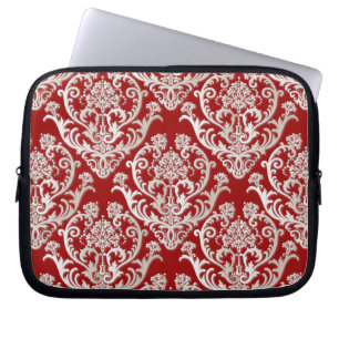 Gorgeous Pearl White Damask Pattern Laptop Sleeve