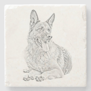 Gorgeous Pencil German Shepherd Marble Coaster