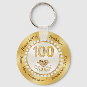 Gorgeous Personalize, 100th Birthday Party Favours Keychain