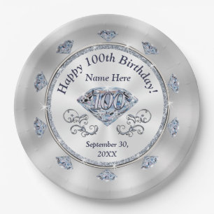 Gorgeous Personalized, 100th Birthday Plates