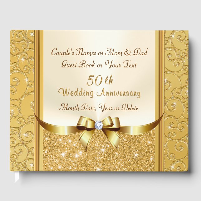 Gorgeous Personalized 50th Anniversary Guest Book (Front)