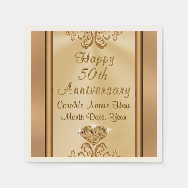 Gorgeous Personalized 50th Anniversary Napkins (Front)