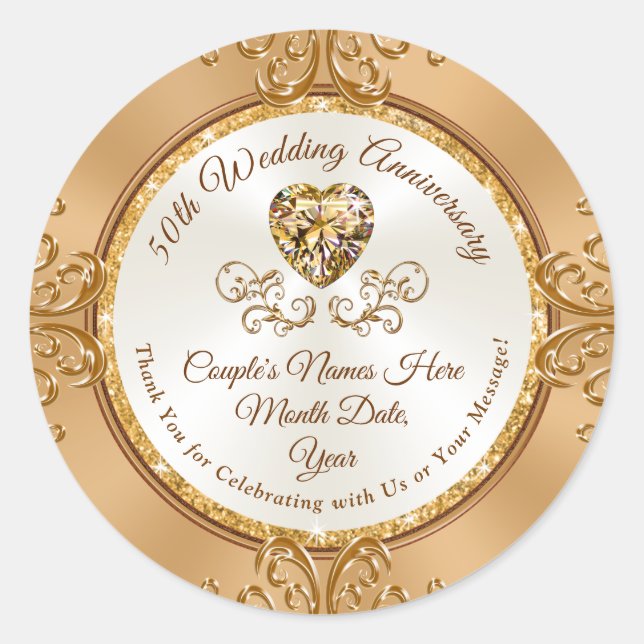 Gorgeous Personalized 50th Anniversary Stickers (Front)