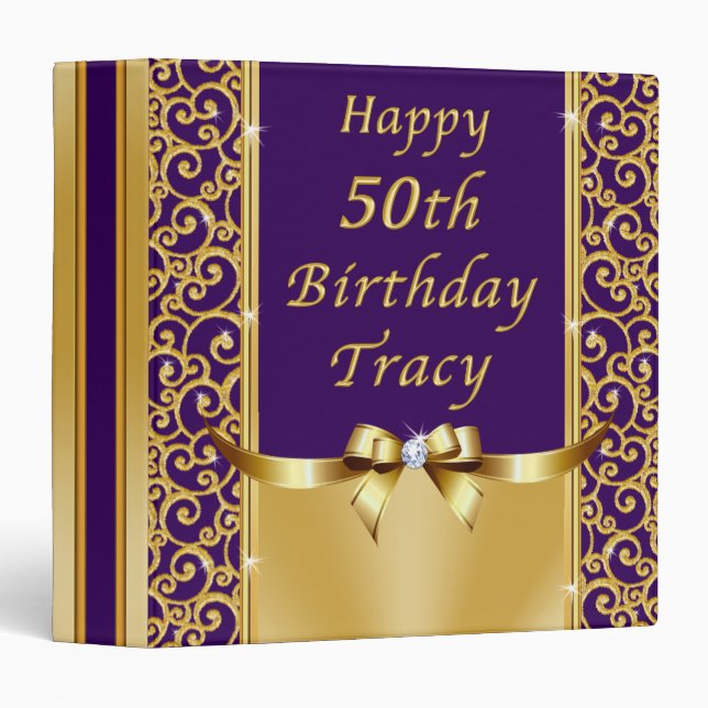 Gorgeous Personalized 50th Birthday Photo Album Binder (Front/Spine)