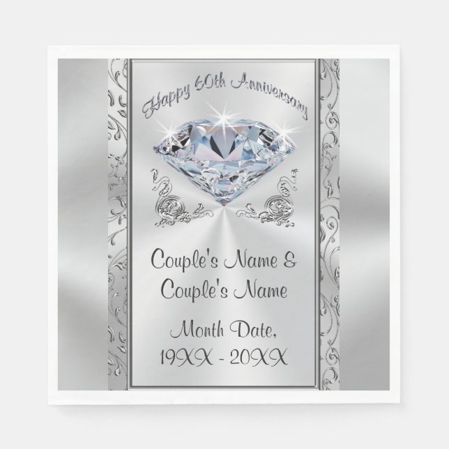 Gorgeous Personalized 60th Anniversary Napkins (Front)