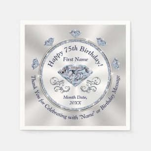 Gorgeous Personalized, 75th Birthday Paper Napkins
