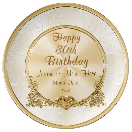 Personalized 80th Birthday Gifts for Mom Plate