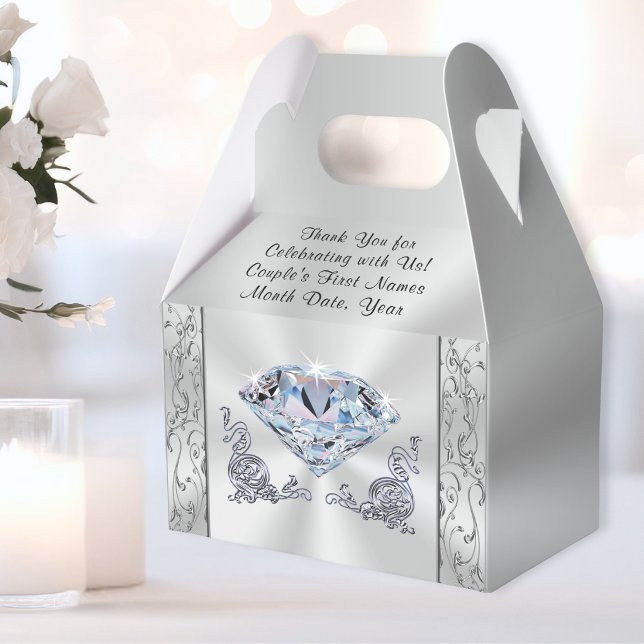Gorgeous Personalized, Diamond Favour Boxes (Diamond Favor Boxes for your diamond themed wedding or 60th diamond wedding anniversary supplies.)