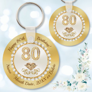 Gorgeous, Personalized Favours for 80th Birthday,  Keychain