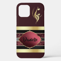 Gorgeous Personalized Gold/Maroon iPhone Case