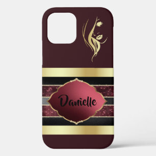 Gorgeous Personalized Gold/Maroon iPhone Case