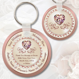 Gorgeous Personalized, ROSE GOLD Wedding Favors,  Keychain