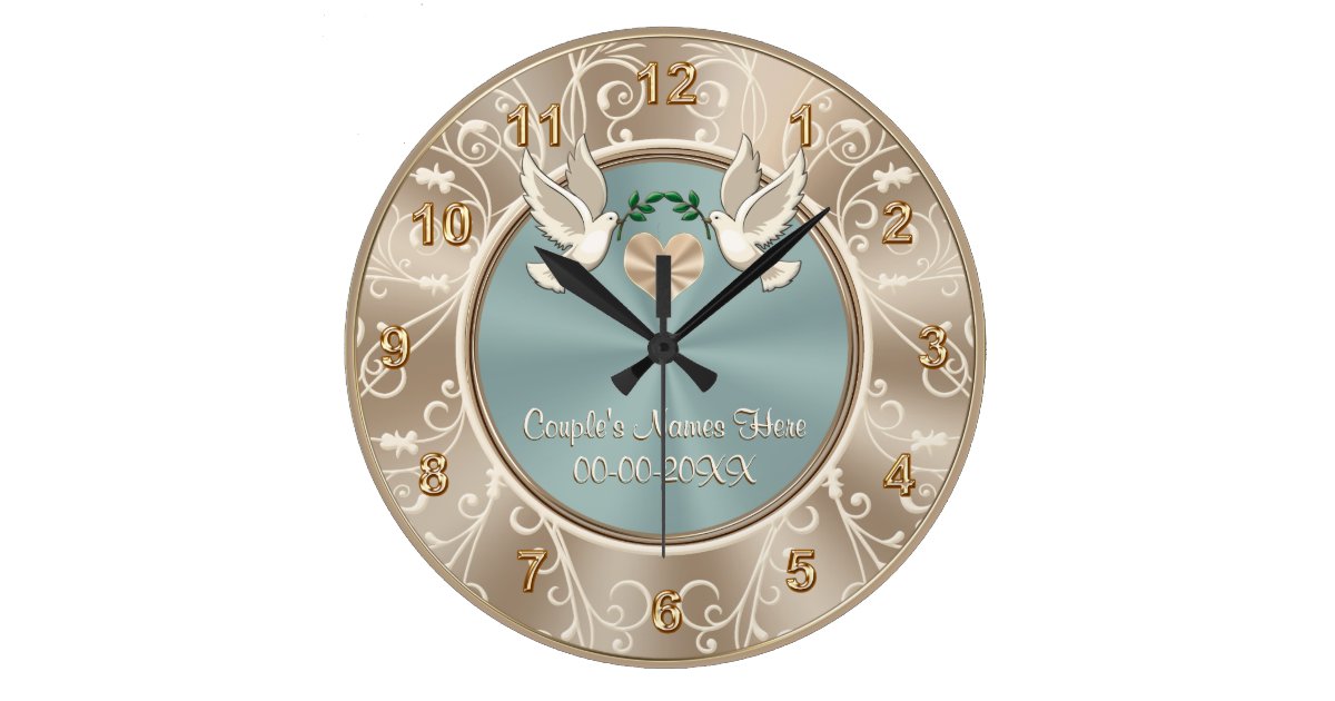 Gorgeous PERSONALIZED Wedding Clock with YOUR TEXT | Zazzle.ca