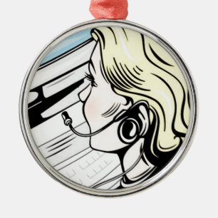 Gorgeous phone operator metal ornament