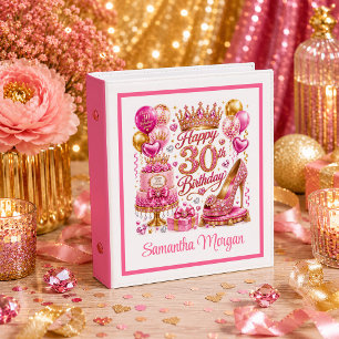 Gorgeous Pink And Gold Glitter 30th Birthday Ring Binder