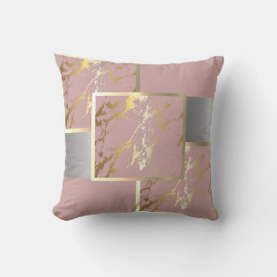 Gorgeous Pink and Gold Marble Design Throw Pillow