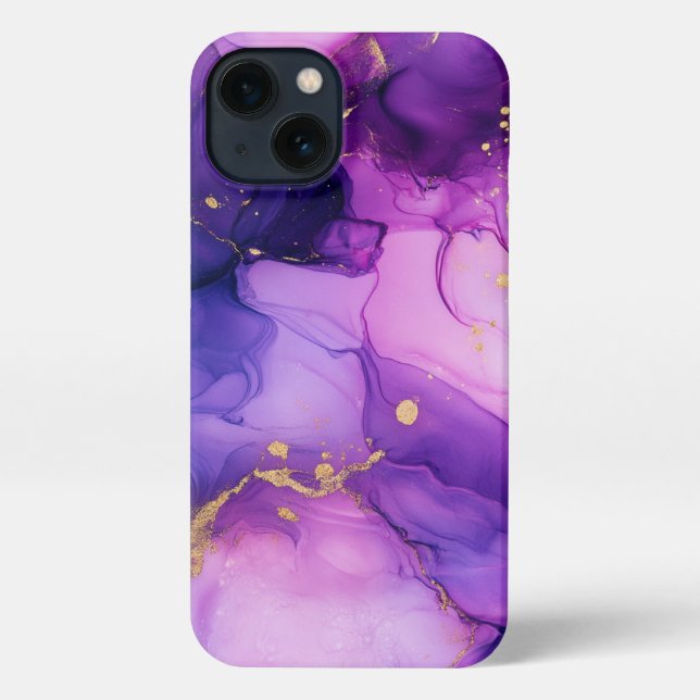 Gorgeous pink and purple alcohol ink phone case (Back)