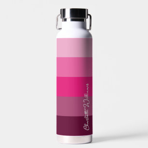 GORGEOUS PINK COLOR STRIPE LINE PATTERN NAME WATER BOTTLE