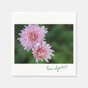 Gorgeous Pink Flowers Bon Apetit Paper Napkin